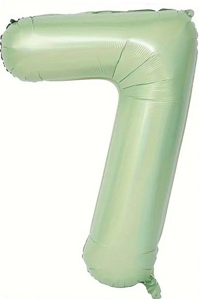 BeySüS Soft Green Retro 7 Number Foil Balloon 100 cm