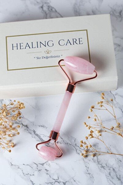 Healing Care Pembe Kuvars Roller Çift Taraflı Yüz Masaj Aleti ( Özel Kutusu V...