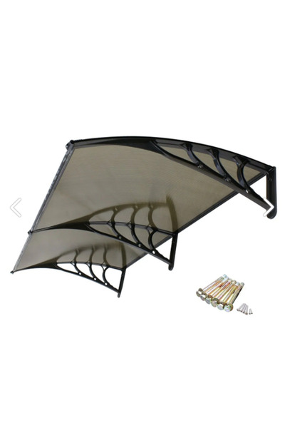 SUNDURMAGROSS Kapı Üstü Pratik Sundurma 240 Cm X 80 Cm Siyah Ayak -Bronz Levha