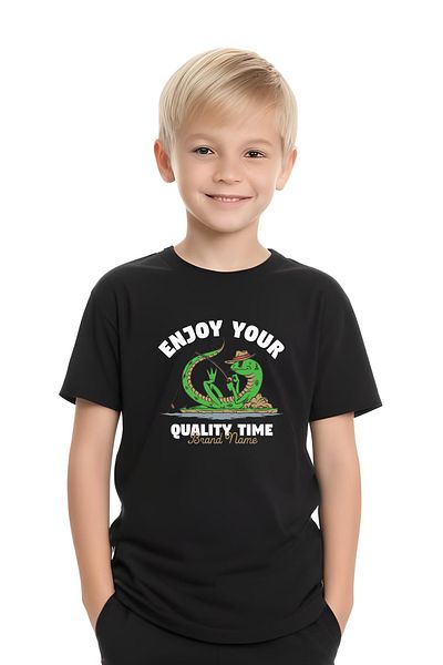 YA KO KİDS Quality Time Printed Boys' Short Sleeve Double Pocket Bottom-Top Suit