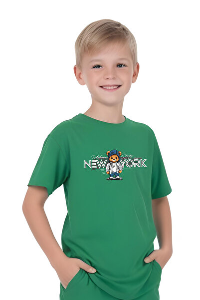 YA KO KİDS Κοντομάνικο ανδρικό παιδικό σετ Urban Nyc με διπλές τσέπες