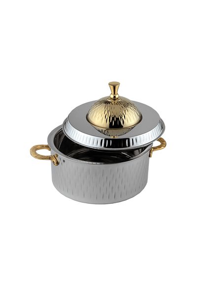 ALSAIF Hanya Hotpot Stainless Steel ,size : 3.5 Liter,colour: Silver/gold