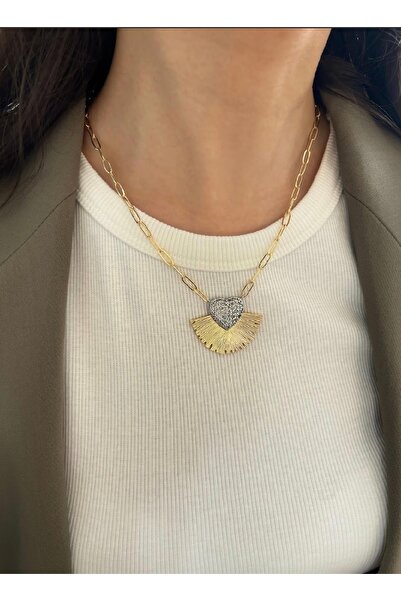 mibrillo الزركون حجر مروحة القلب قلادة