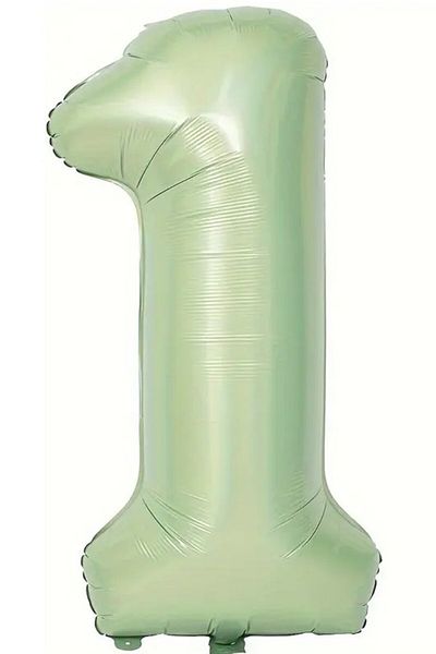 BeySüS Soft Green Retro 1 Number Foil Balloon 100 cm