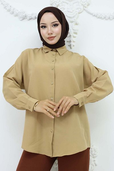benguen Μπεζ πουκάμισο Hijab 3900