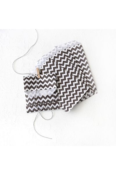 Bimotif Zigzag Patterned Paper Bag, Black-White 11X20 cm - 1000 Pieces