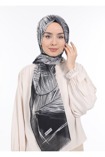poloist Polo Ist Black and White Cotton Shawl Sl3113