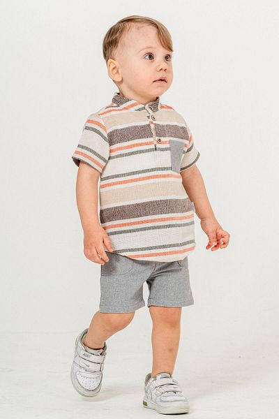 Chicsy Baby Striped Style Shirt and Waist Adjustable Short Sleeve Shorts Set for Kid and Baby