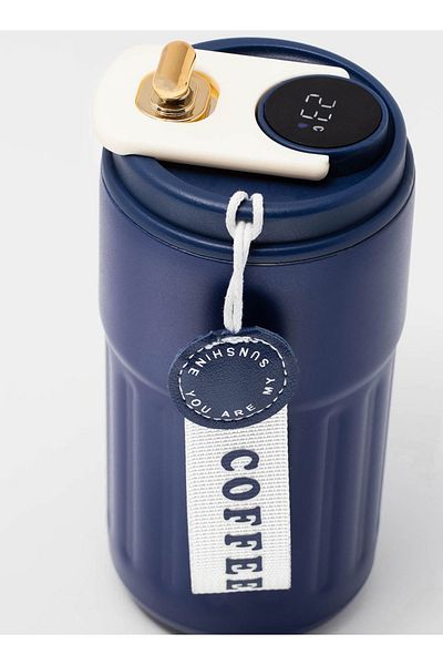 Generic 460ml Insulated Travel Coffee Mug with Temperature Measurement Screen, 316 Stainless Steel
