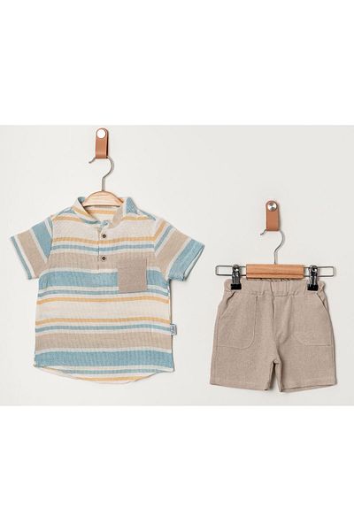 Chicsy Baby Striped Style Shirt and Waist Adjustable Short Sleeve Shorts Set for Kid and Baby