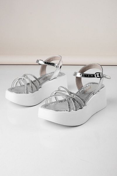 Lal Shoes & Bags Miloze Women's Cross Strap Detailed High Heel Sandals-Gray