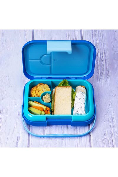 Eazy Kids 4 Compartment Bento Lunch Box - Mat Blue