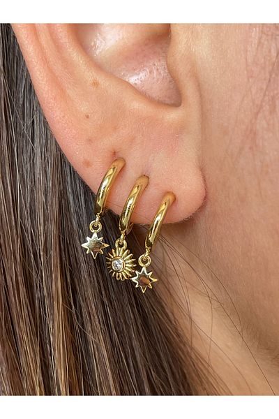 Sens Star Sun Pattern Steel Earrings