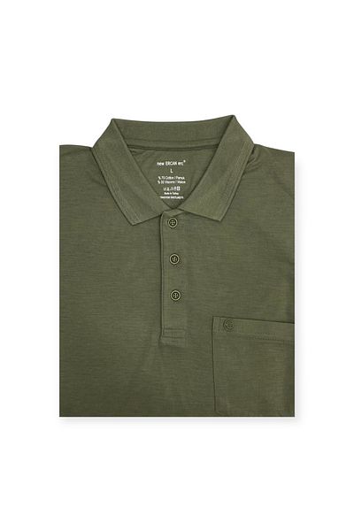 ercan triko Men's Plus Size Polo Neck Pocket Short Sleeve Khaki Color T-Shirt2141