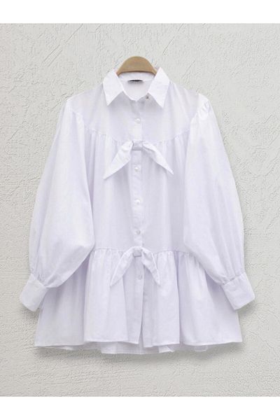 HİJABAYA Casual Ribbon Detailed Buttoned Shirt