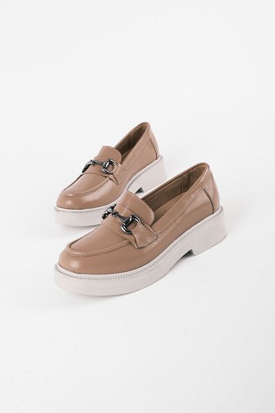 Lal Shoes & Bags Hungry Buckle Detailed Genuine Leather Women's Casual Shoes-Nude
