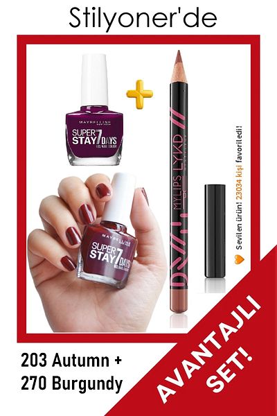 lykd 203 Autumn Lykd - 2Pcs Makeup Set with Lip Liner and 270 Ever Burgundy Nail Polish Gift