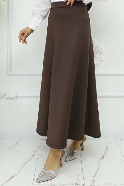 benguen Brown Scuba Flared Skirt - 212