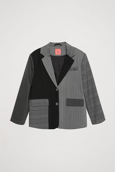Quzu Jachetă blazer cu dungi antracit