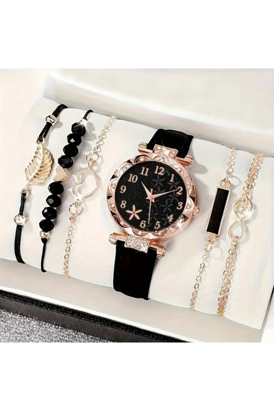 SAQ 6'lı Kadın Saat ve Bileklik Seti