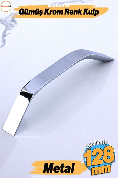 Badem10 Mâner din metal cromat argintiu Şahin 128 mm 12,8 cm Mobilier Bucătărie Sertar Dulap Mânere dulap Mâner