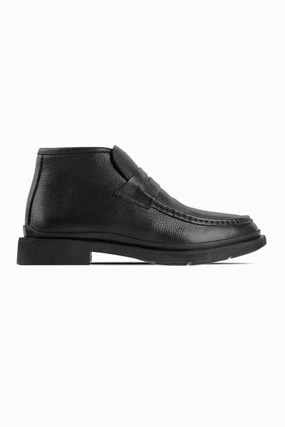 Lal Shoes & Bags Karmen Men's Genuine Leather Sewing Detailed Zippered Boots-Black