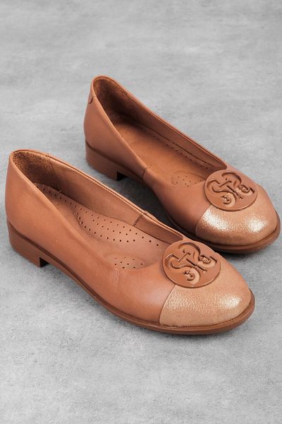 Lal Shoes & Bags Balerini Capital din piele naturală cu cataramă - maro