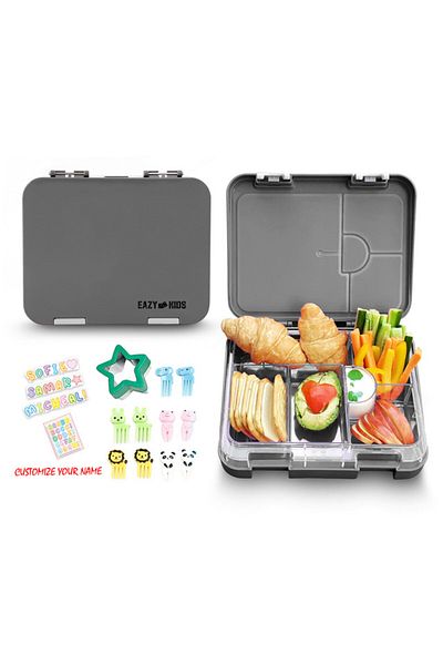 Eazy Kids 6 & 4 Convertible Bento Lunch Box - Grey