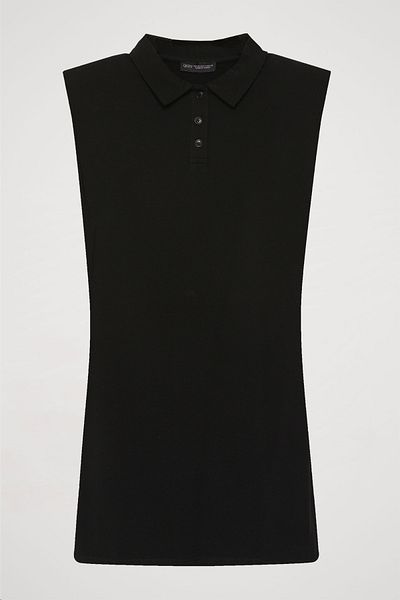 Quzu Black Mini Polo Neck Padded Dress