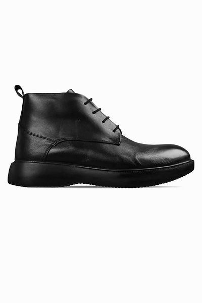 Lal Shoes & Bags Мъжки ботуши Benedict с връзки и дебела подметка от естествена кожа - черни
