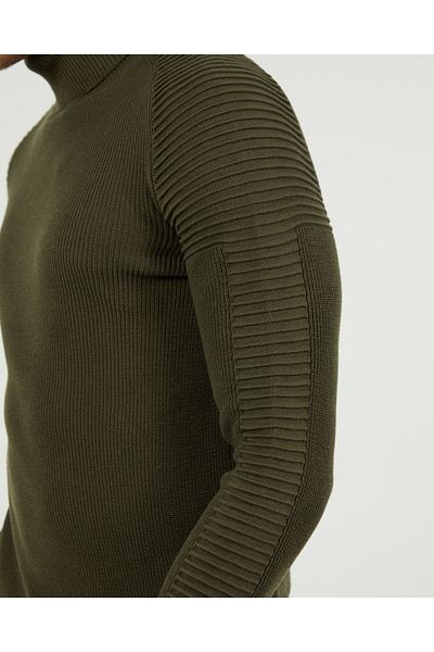elkumoda Пуловер с поло яка и памучен шарен трикотаж - Поло яка Natural Darkesim