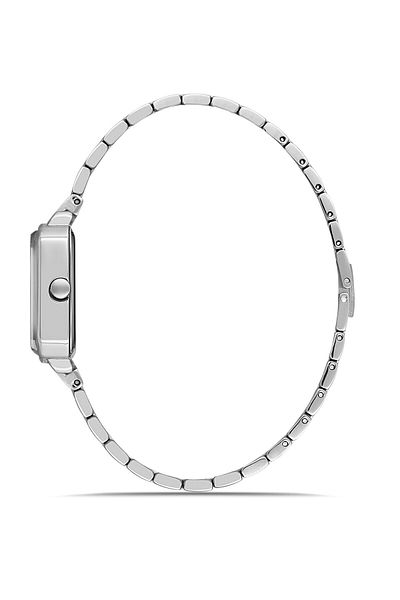 Romanson Rm1B28Llwwas2W Small Rectangular Case Steel Cord Silver Color Women Wrist Watch