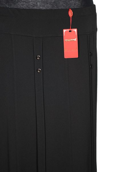 Hermevsim Hesna Women's Wormwood Crepe Fabric Ornamental Buttoned Lined Elastic Black Skirt
