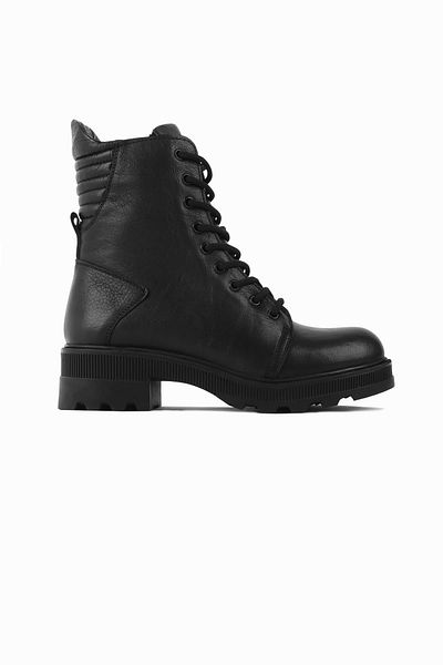 Lal Shoes & Bags Women's Genuine Leather Black Soldier Boots-Lace-Up