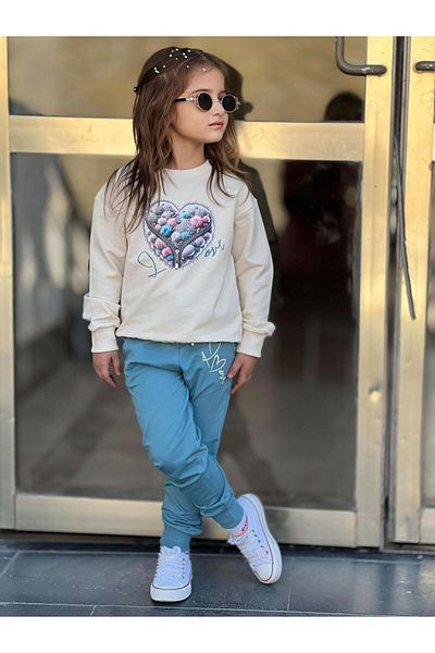 e-çocuk Love Printed Basic Pocket Suit 7065