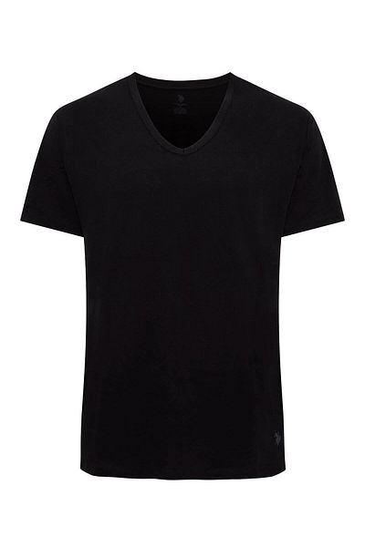 U.S. Polo Assn. - Men's Oversized Black 2-Piece V-Neck T-Shirt