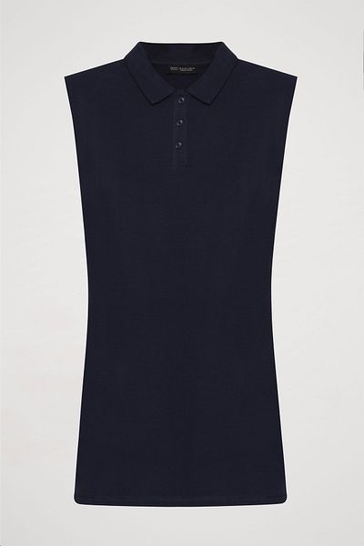 Quzu Polo Neck Padded Mini Dress Navy Blue