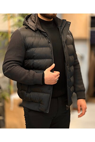 SAVARA Erkek Kahverengi Kışlık Kalın Kapşonlu Mont A Kalite Regular Fit Su Iticili Dolum Model
