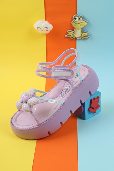 Moda Lime Tocuri înalte cu fundă detaliată cu velcro transparent Producție sp...