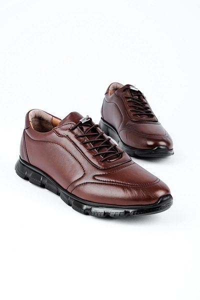 Lal Shoes & Bags Ανδρικά παπούτσια Almo από γνήσιο δέρμα με κορδόνια casual-καφέ