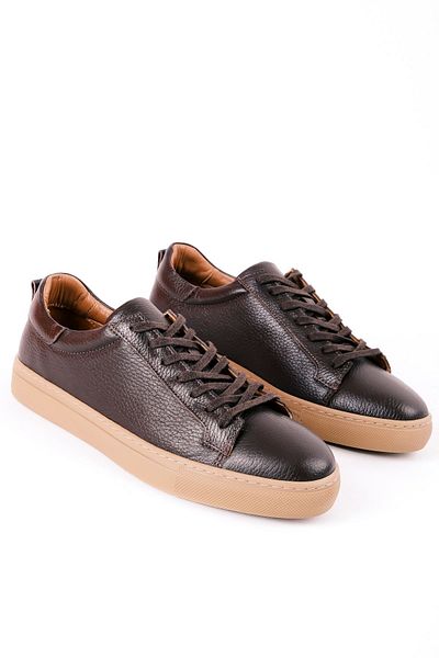 Lal Shoes & Bags Ανδρικά παπούτσια Kevin από γνήσιο δέρμα με κορδόνια casual-καφέ