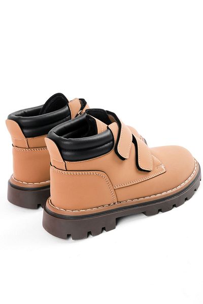 Lal Shoes & Bags Детски унисекс ботуши с велкро на глезена от камел