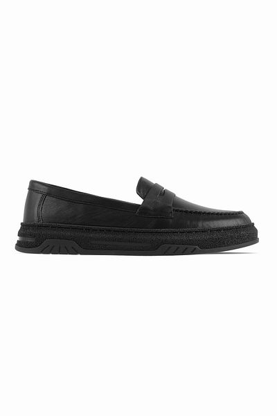 Lal Shoes & Bags Дамски обувки Delmar Laofer от естествена кожа с шевове - черни