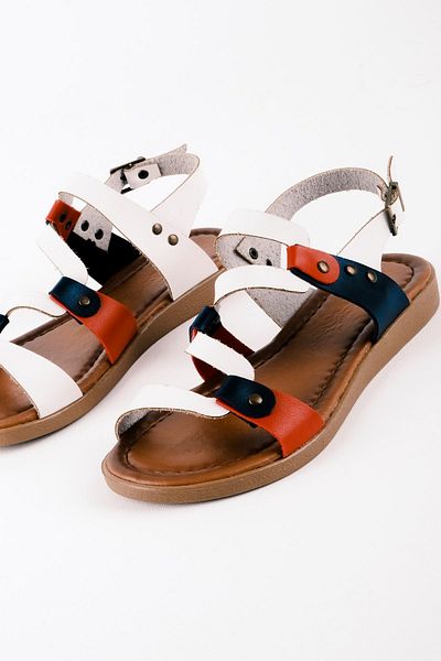 Lal Shoes & Bags Γυναικεία πέδιλα από γνήσιο δέρμα Brendon-λευκό