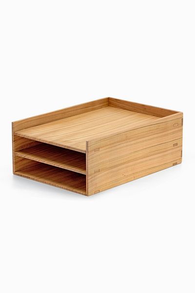 Woodsaka Reka 3-Tier Document Rack and Filing Holder - Cherry