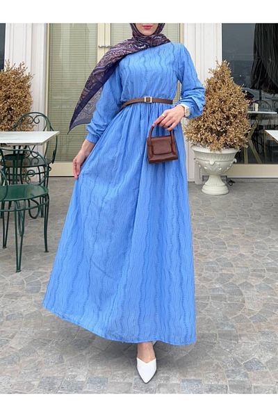HİJABAYA Elastic Waist Lace-Up Dress