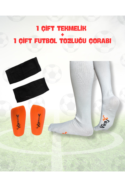 virajx Futbol Uzun Tozluk(Çorap) ve Kaval Koruyucu Tekmelik Antrenman Seti (B...