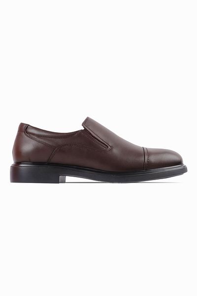 Lal Shoes & Bags KEİTHA Ανδρικά παπούτσια από γνήσιο δέρμα με ελαστικά πλαϊνά και λεπτομέρεια ραφής - καφέ