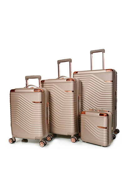 MORANO مجموعة حقائب سفر مورانو مكونة من 4 قطع للجنسين باللون الذهبي بمقاس 28-...