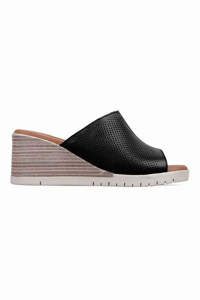 Lal Shoes & Bags Realize Γυναικείες Παντόφλες με Διάτρητο Γνήσιο Δέρμα-μαύρο